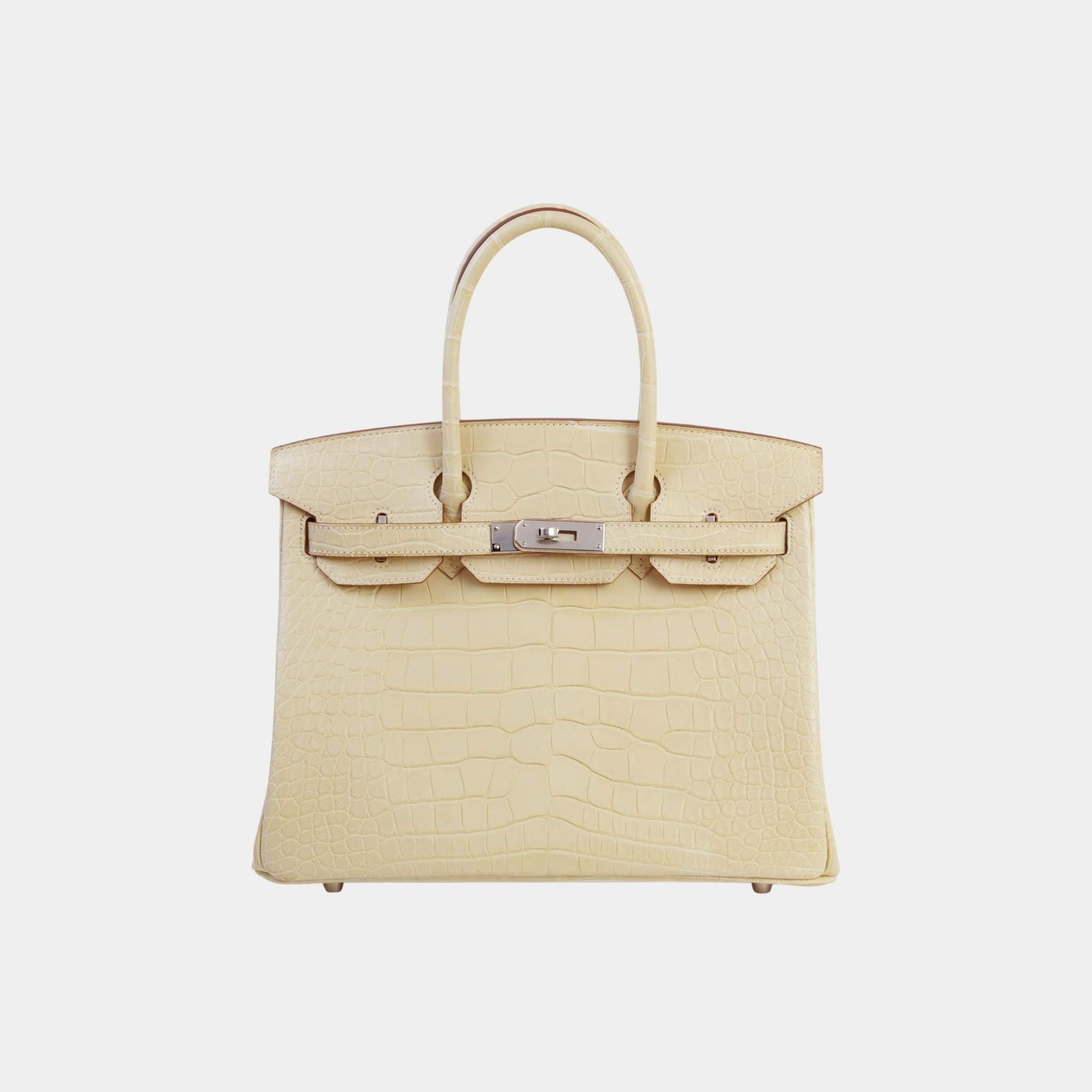 Birkin 30 Matte Alligator Vanille Phw Hermes – Гарантія оригінальності – боковий вид