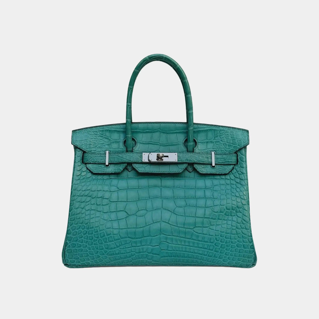 Оригінальна Birkin 30 Niloticus Crocodile Bleu Paon Phw Hermes – боковий вид