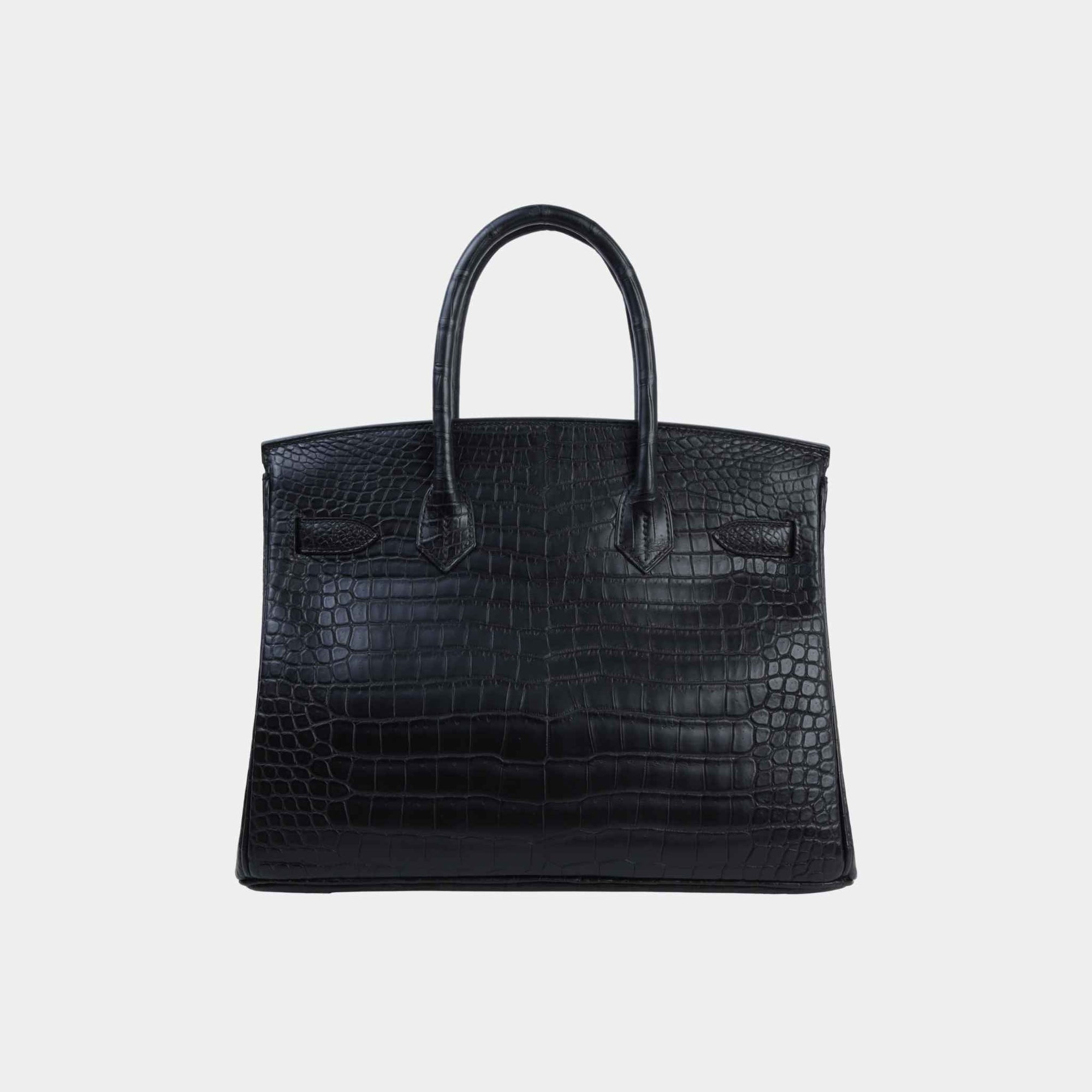 Оригінальна Birkin 30 Porosus Crocodile Black Phw Hermes – вид ззаду