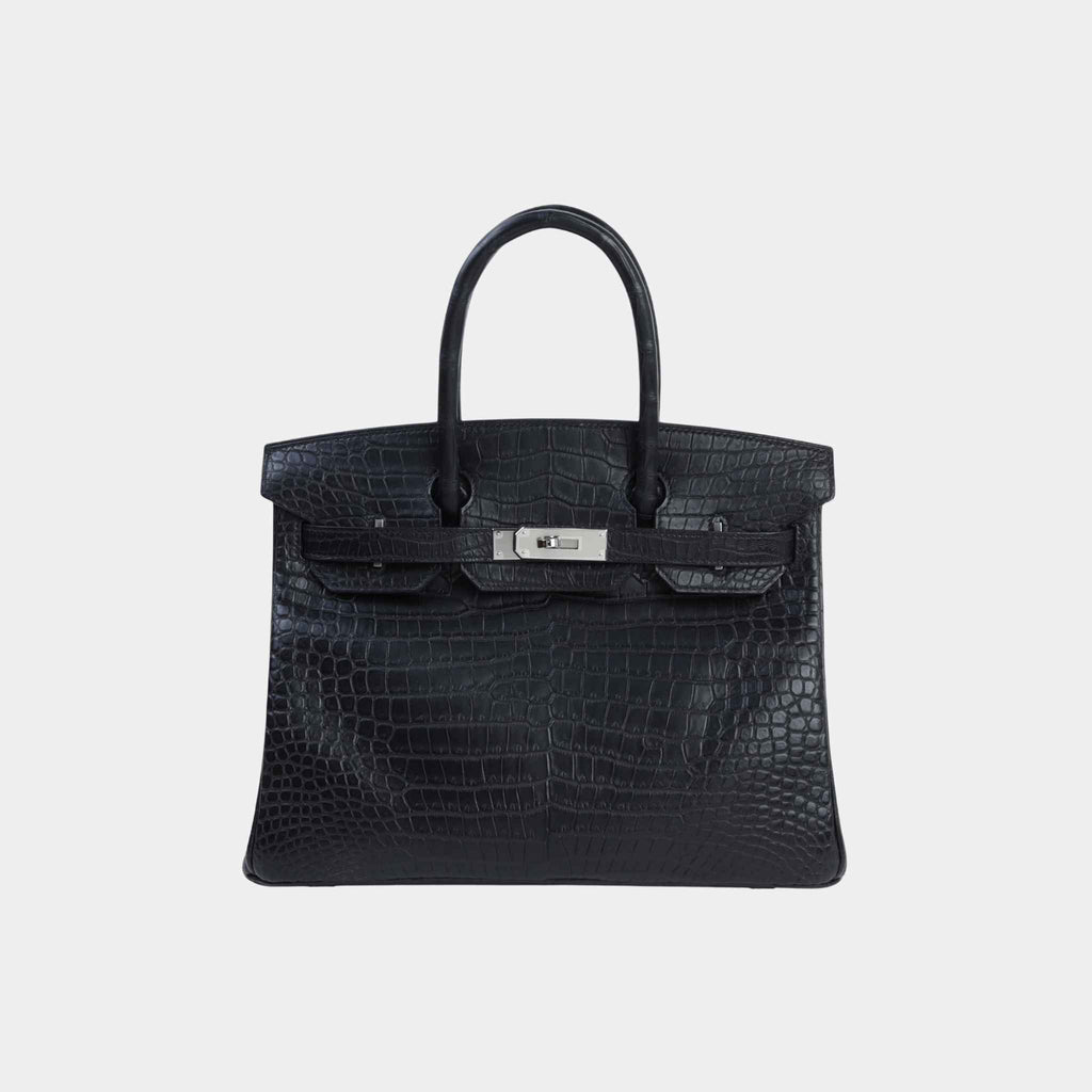 Оригінальна Birkin 30 Porosus Crocodile Black Phw Hermes – боковий вид