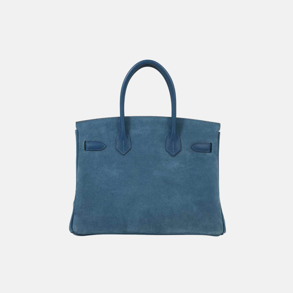 Birkin 30 Swift-Doblis Suede Blue Thalassa Phw Hermes оригінал – Купити в Україні – вид ззаду