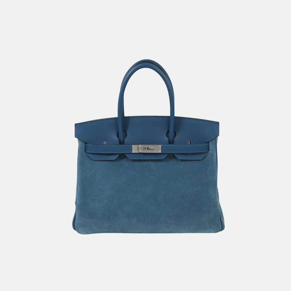 Birkin 30 Swift-Doblis Suede Blue Thalassa Phw Hermes оригінал – Купити в Україні – боковий вид