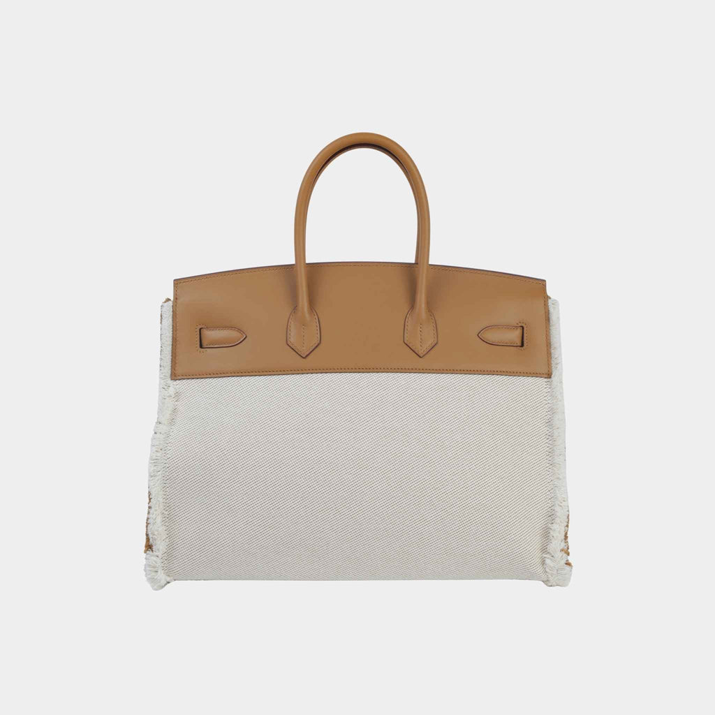 Оригінальна Birkin 35 Fray Fray Toile H Canvas-Swift Sesame Phw Hermes – вид ззаду