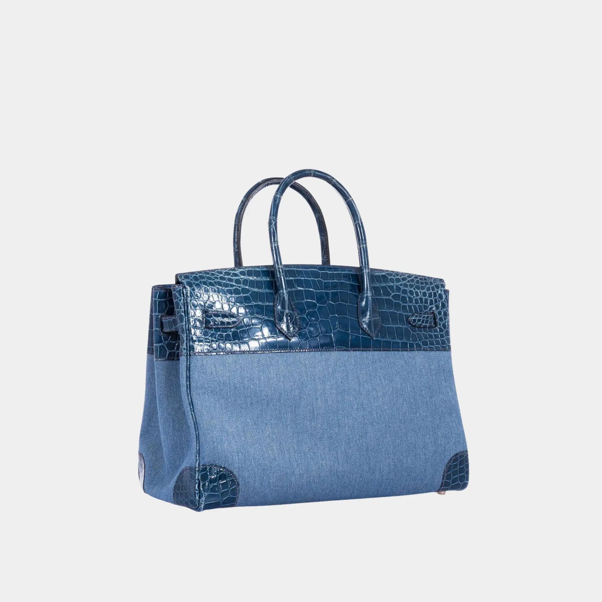 Оригінальна Birkin 35 Porosus Crocodile & Denim Blue Roi Phw Hermes – збільшений вид