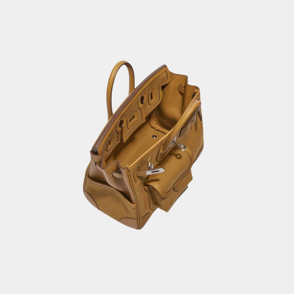 Оригінальна Birkin Cargo 25 Toile Goeland Veau Swift Desert Sesame Hermes – вид ззаду