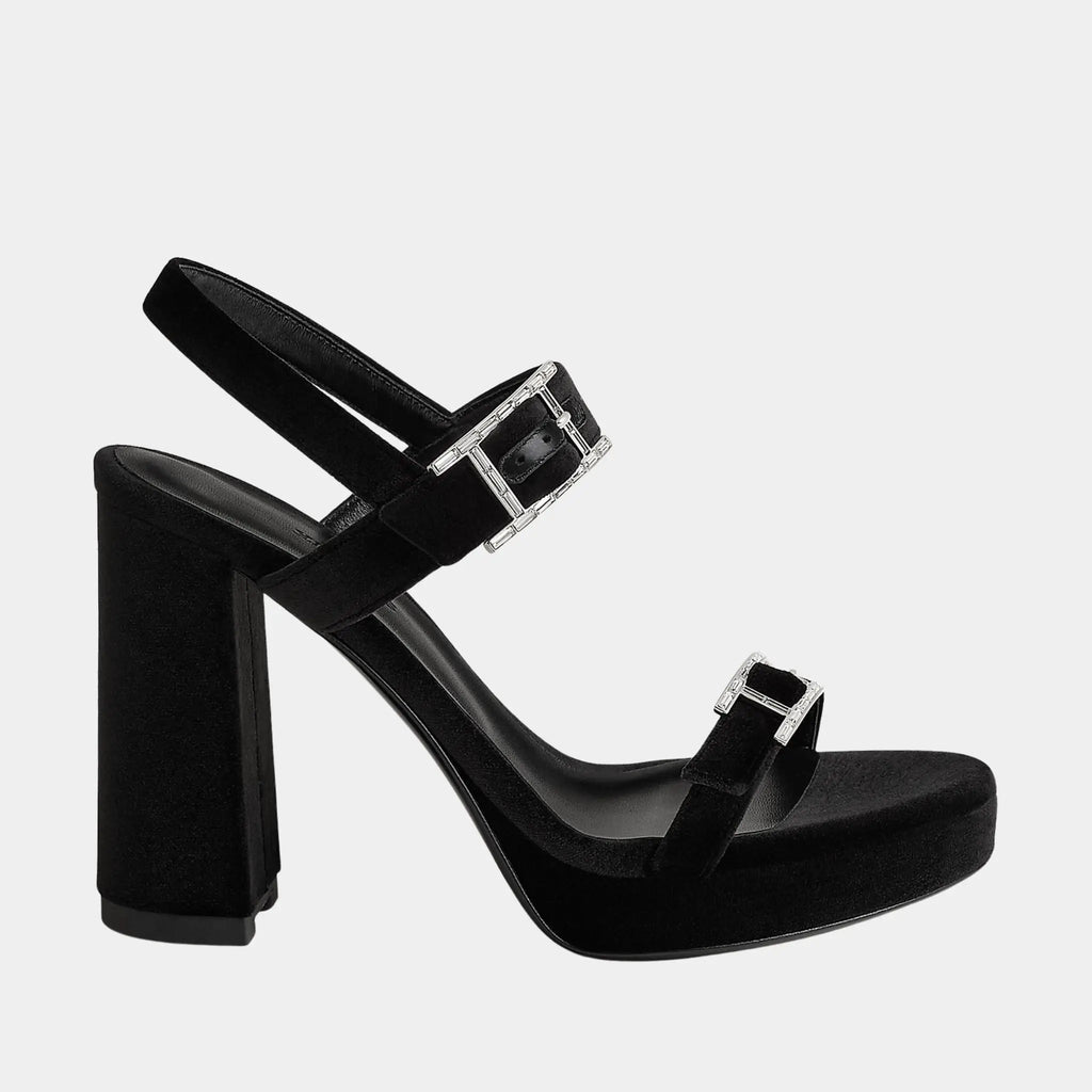 Оригінальна Bossa High Heel Sandal In Velvet Hermes – вид ззаду