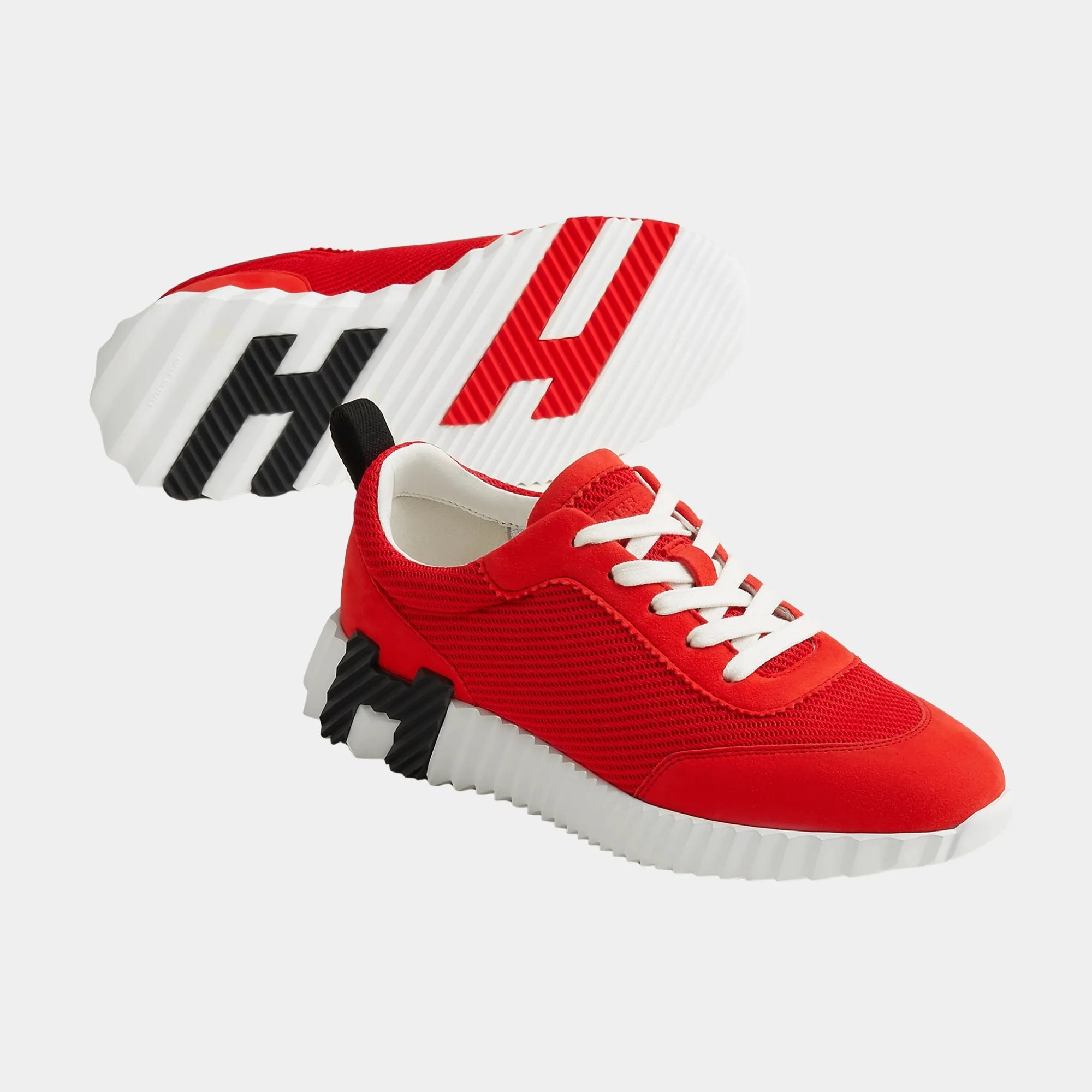 Оригінальна Bouncing Sneakers In Textured Mesh And Suede Goatskin Hermes – боковий вид