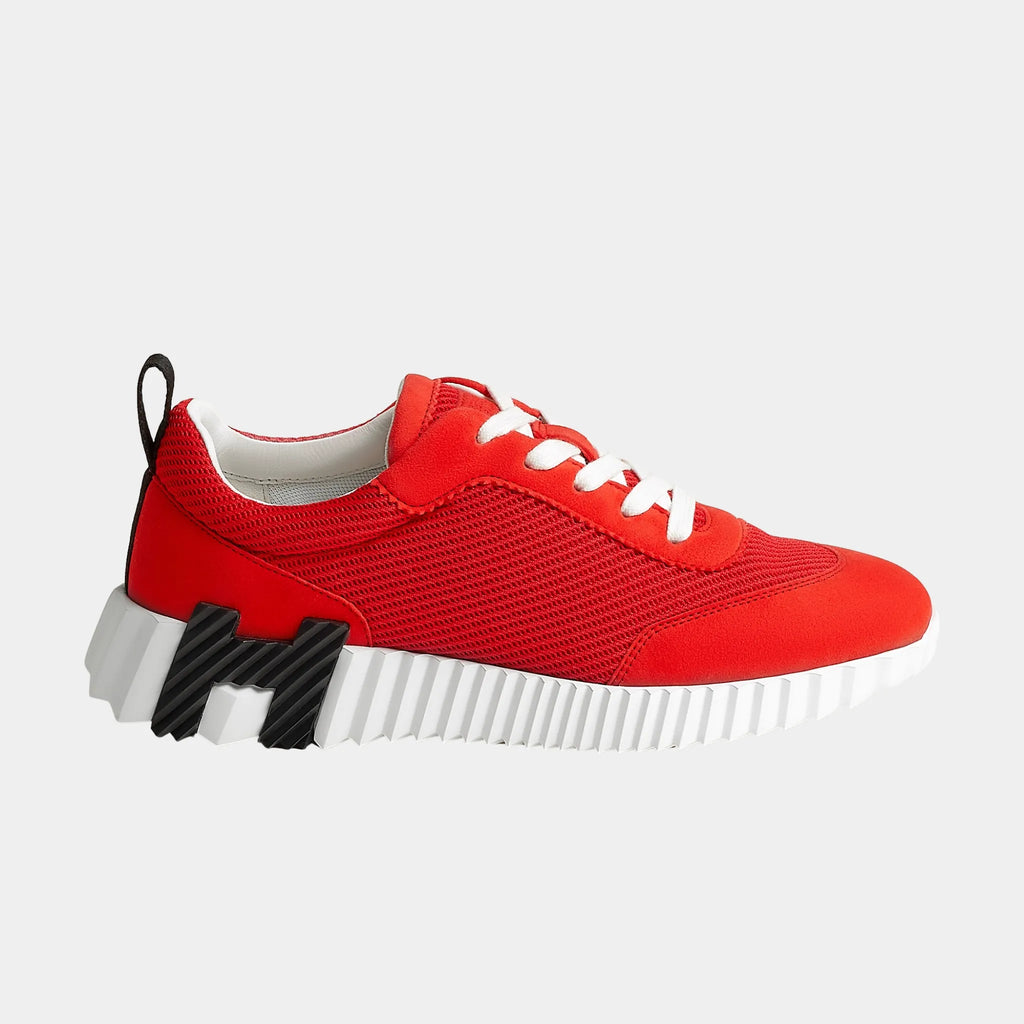 Оригінальна Bouncing Sneakers In Textured Mesh And Suede Goatskin Hermes – вид ззаду