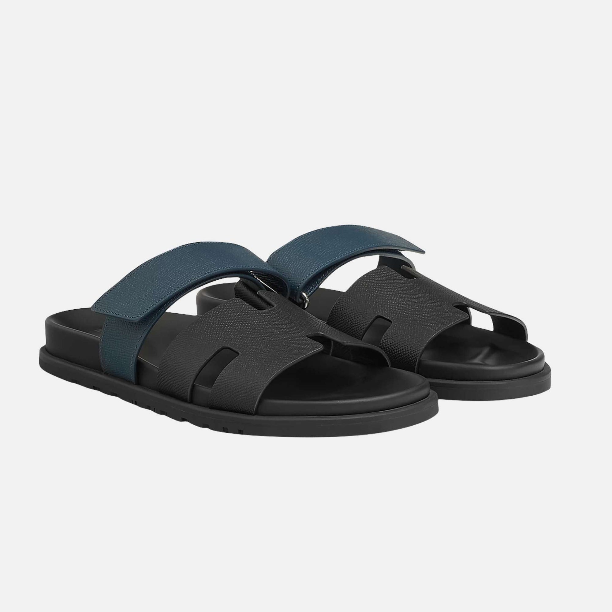 Chypre Sandal Epsom Black Bleu Men Hermes – Гарантія оригінальності – боковий вид
