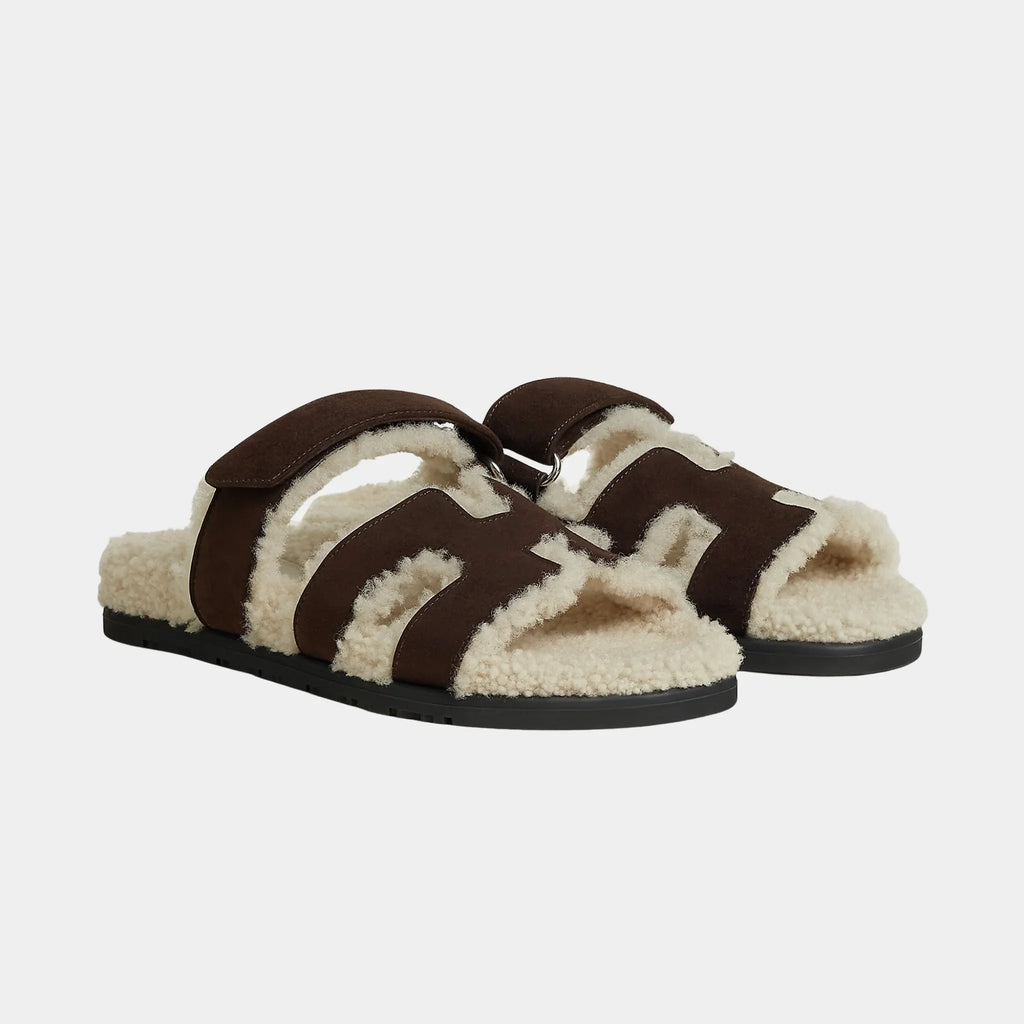 Оригінальна Chypre Sandal Suede With Shearling Women Hermes – боковий вид