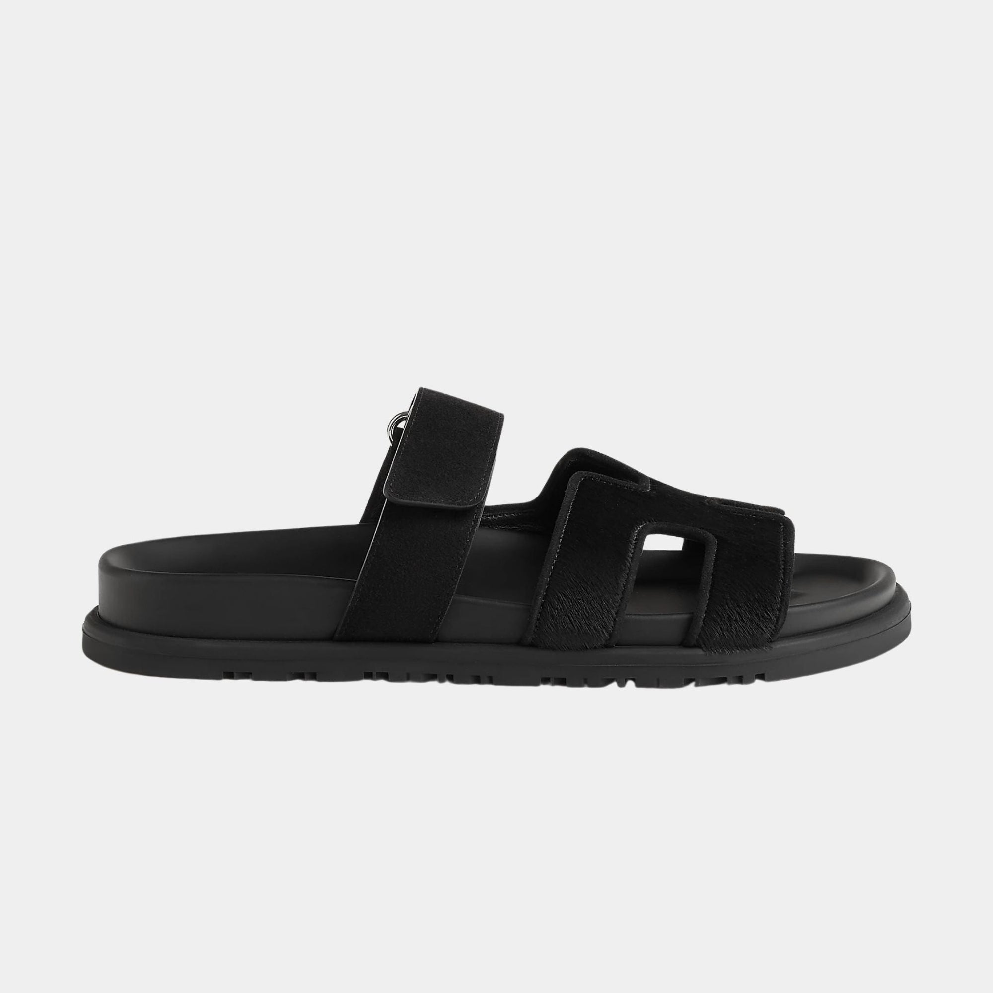 Оригінальна Chypre Sandals Black Calfskin Suede Hermes – вид ззаду