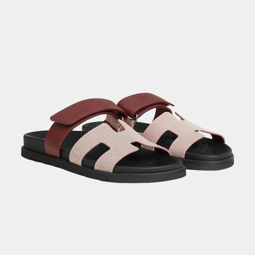 Оригінальна Chypre Sandals In Canvas And Calfskin Hermes – боковий вид