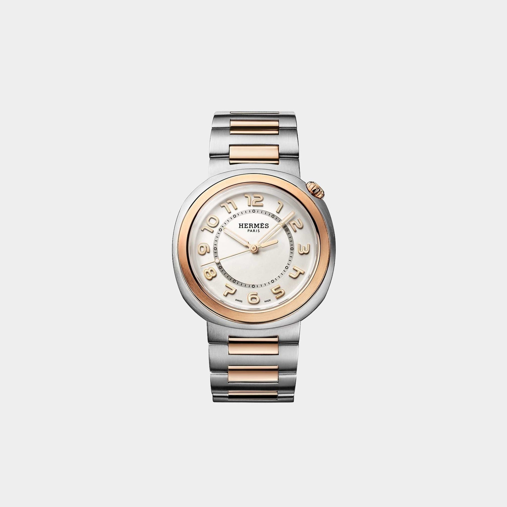 Cut 36 MM Watch With Steel-Rose Gold Bezel And Bracelet Hermes – Гарантія оригінальності – боковий вид