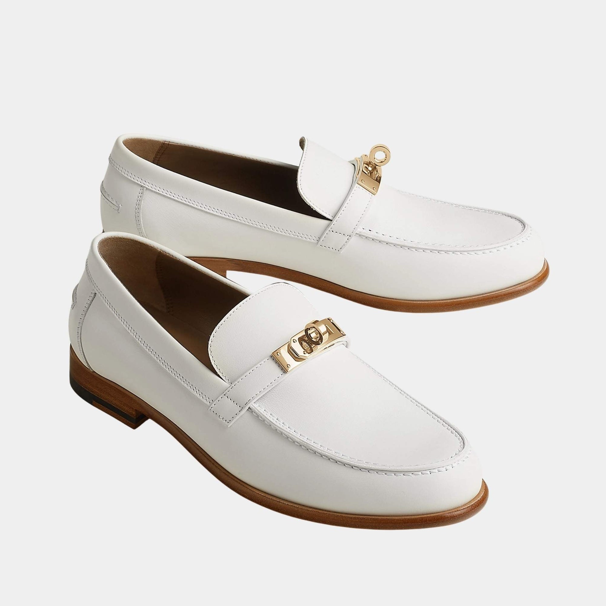 Destin Loafer Calfskin With Gold Plated Buckle Hermes – Гарантія оригінальності – боковий вид