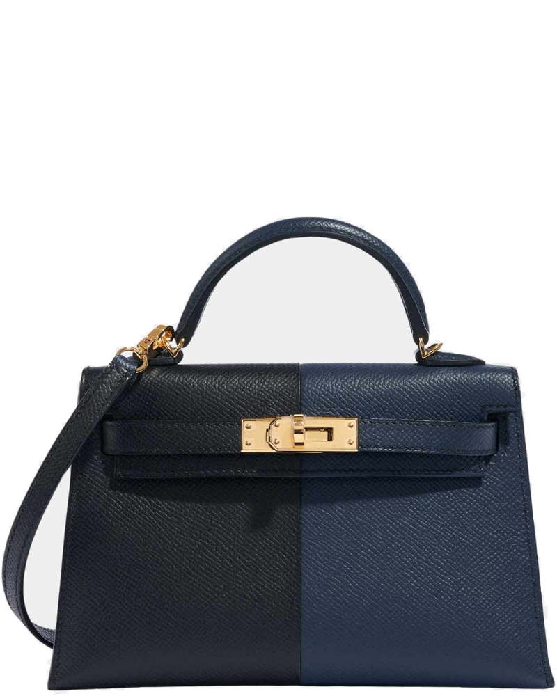 Оригінальна Kelly Mini II 20 Casaque Epsom Bleu Indigo And Black Ghw Hermes