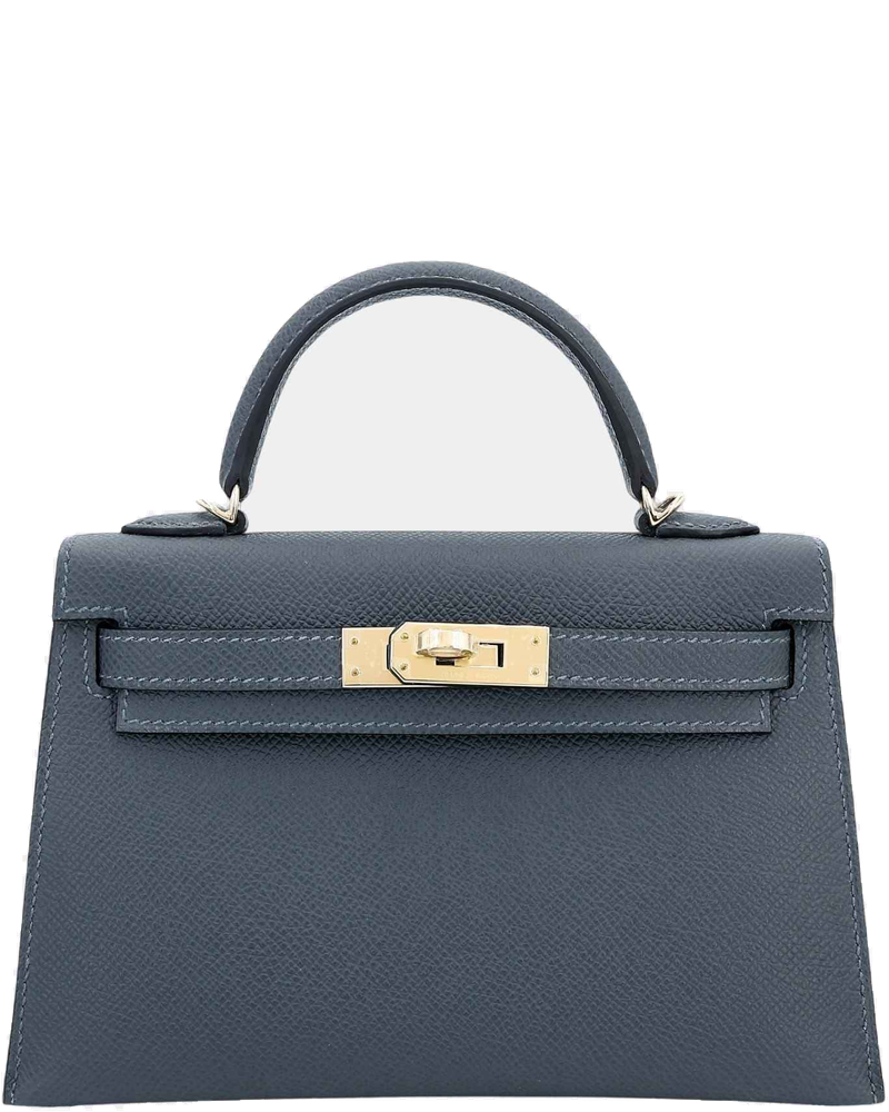 Оригінальна Mini Kelly II Epsom Gris Misty Pbhw Hermes
