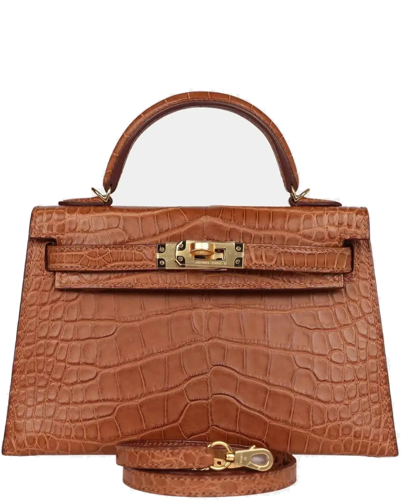 Оригінальна Mini Kelly Matte Alligator Gold Ghw Hermes