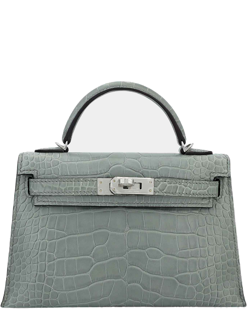Оригінальна Mini Kelly II Matte Alligator Gris Ciment Phw Hermes