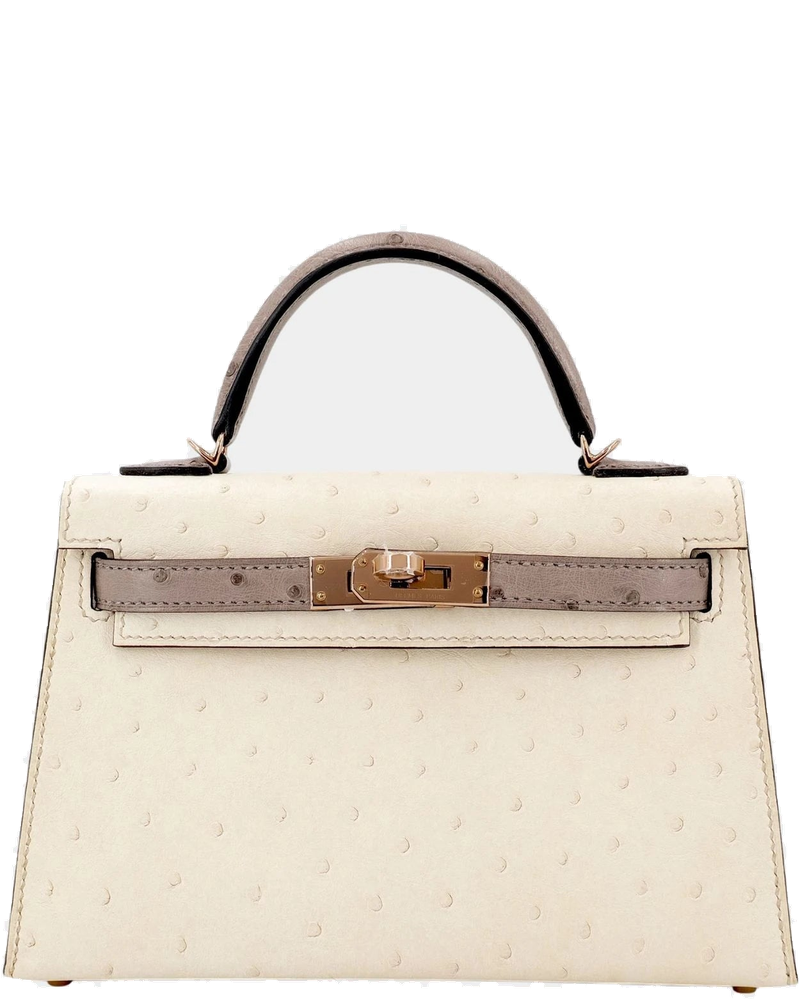 Kelly Mini II 20 Ostrich Beton Hermes – Гарантія оригінальності