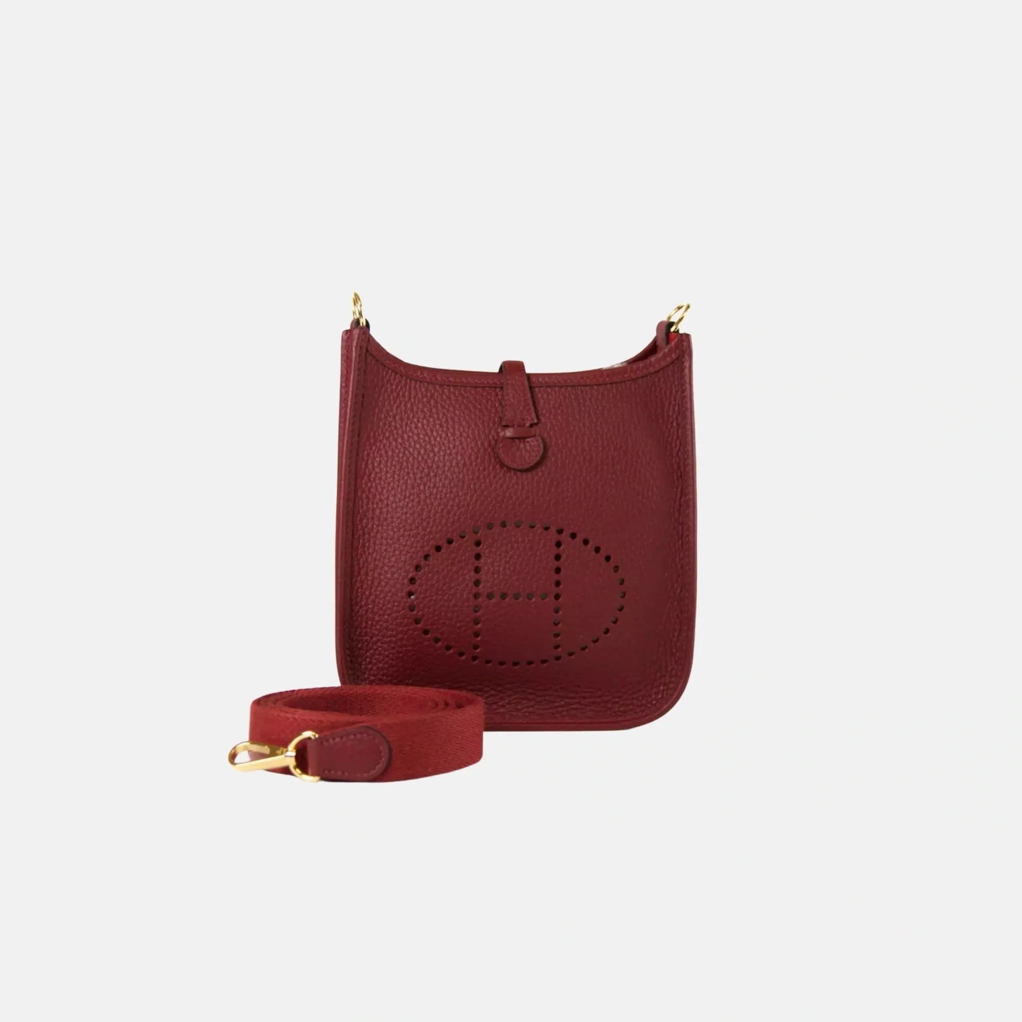 Evelyne 16 Taurillon Clemence Rouge H Ghw Hermes – Гарантія оригінальності – боковий вид