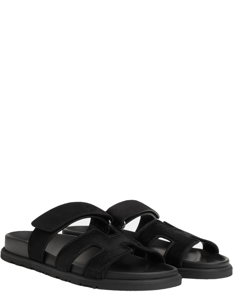 Оригінальна Chypre Sandals Black Calfskin Suede Hermes