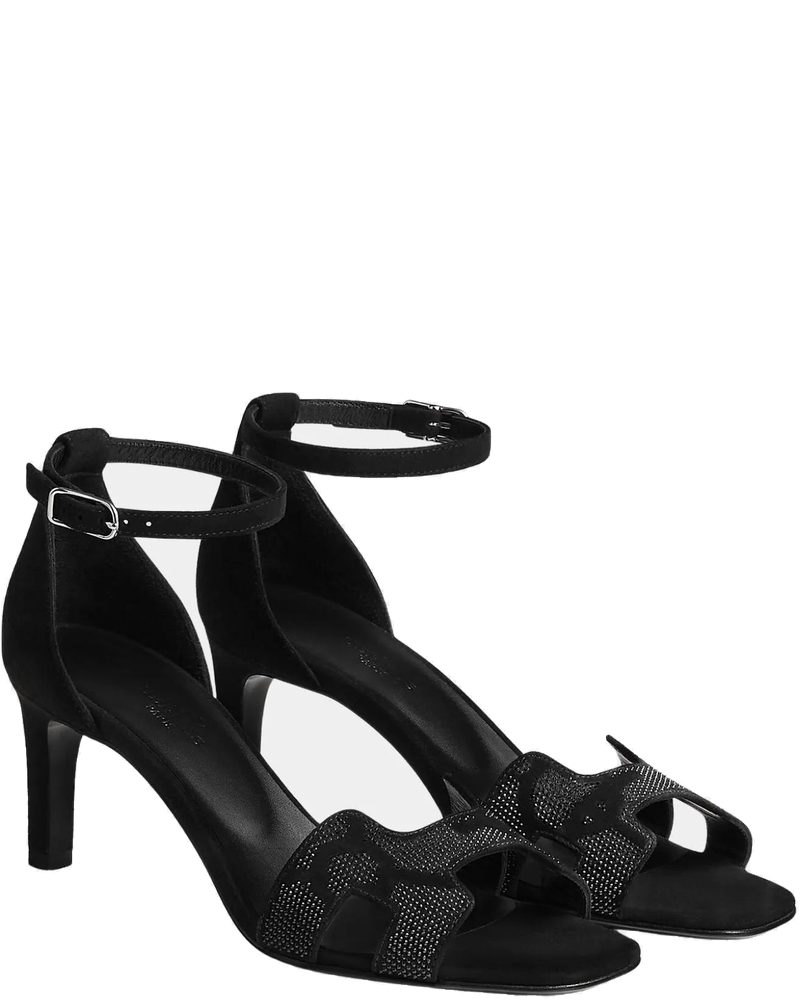 Оригінальна Joy 70 Heeled Sandals Suede Goatskin With Rhinestones Hermes