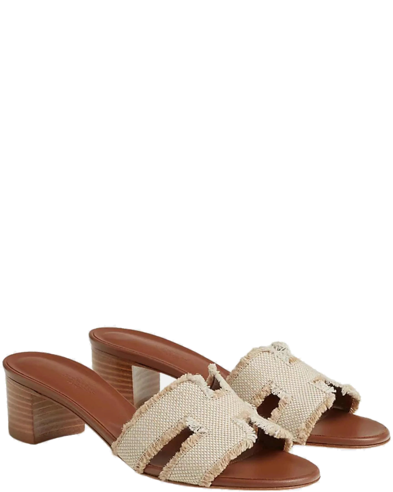 Oasis Sandals Fringed Linen Canvas Hermes – Гарантія оригінальності