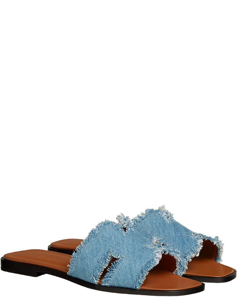 Oran Sandals In Maxi Fringed Denim Hermes оригінал – Купити в Україні