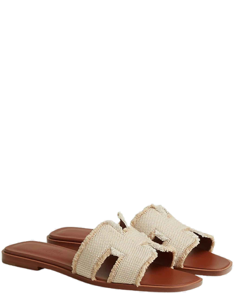 Oran Sandal Fringed Linen Hermes – Гарантія оригінальності