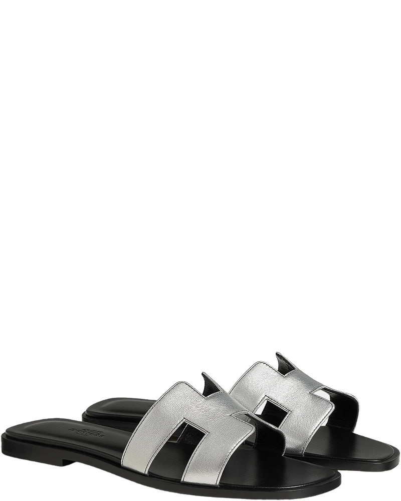 Oran Sandals In Metallic Goatskin Hermes – Гарантія оригінальності