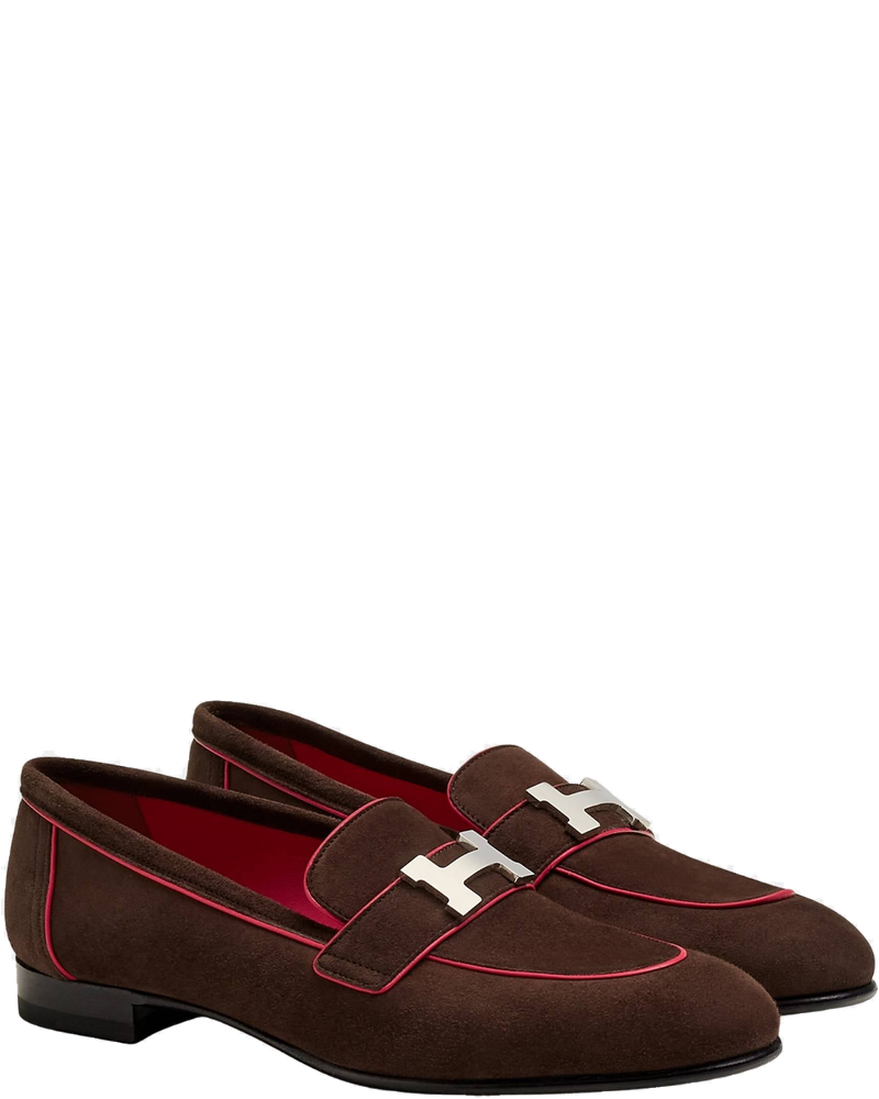 Paris Loafer In Suede Goatskin And Nappa Leather Piping Women Hermes – Гарантія оригінальності
