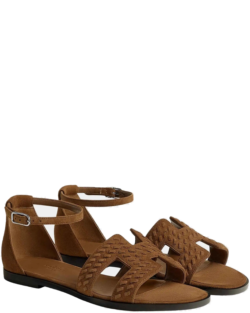 Santorini Sandal Braided Suede Goatskin Hermes – Гарантія оригінальності