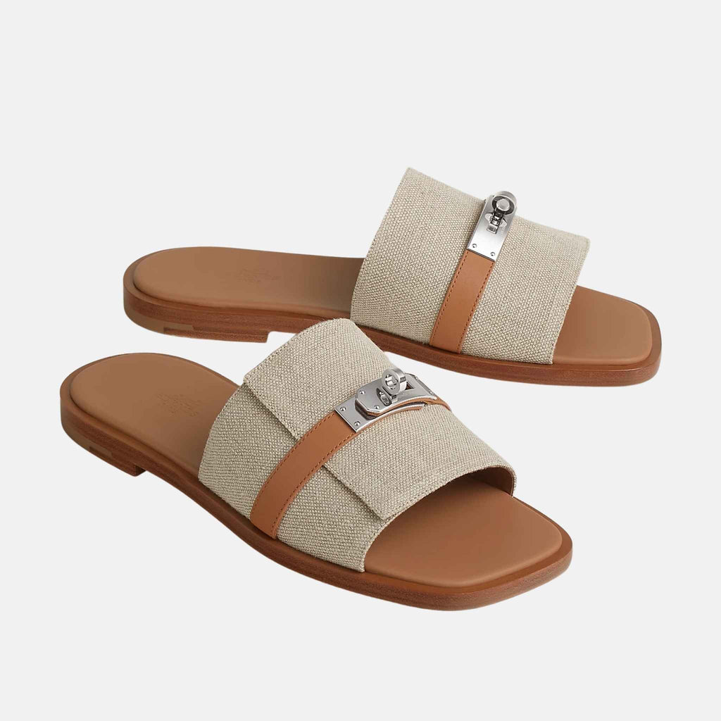 Gabriel Sandal Linen Canvas And Calfskin Hermes оригінал – Купити в Україні – боковий вид