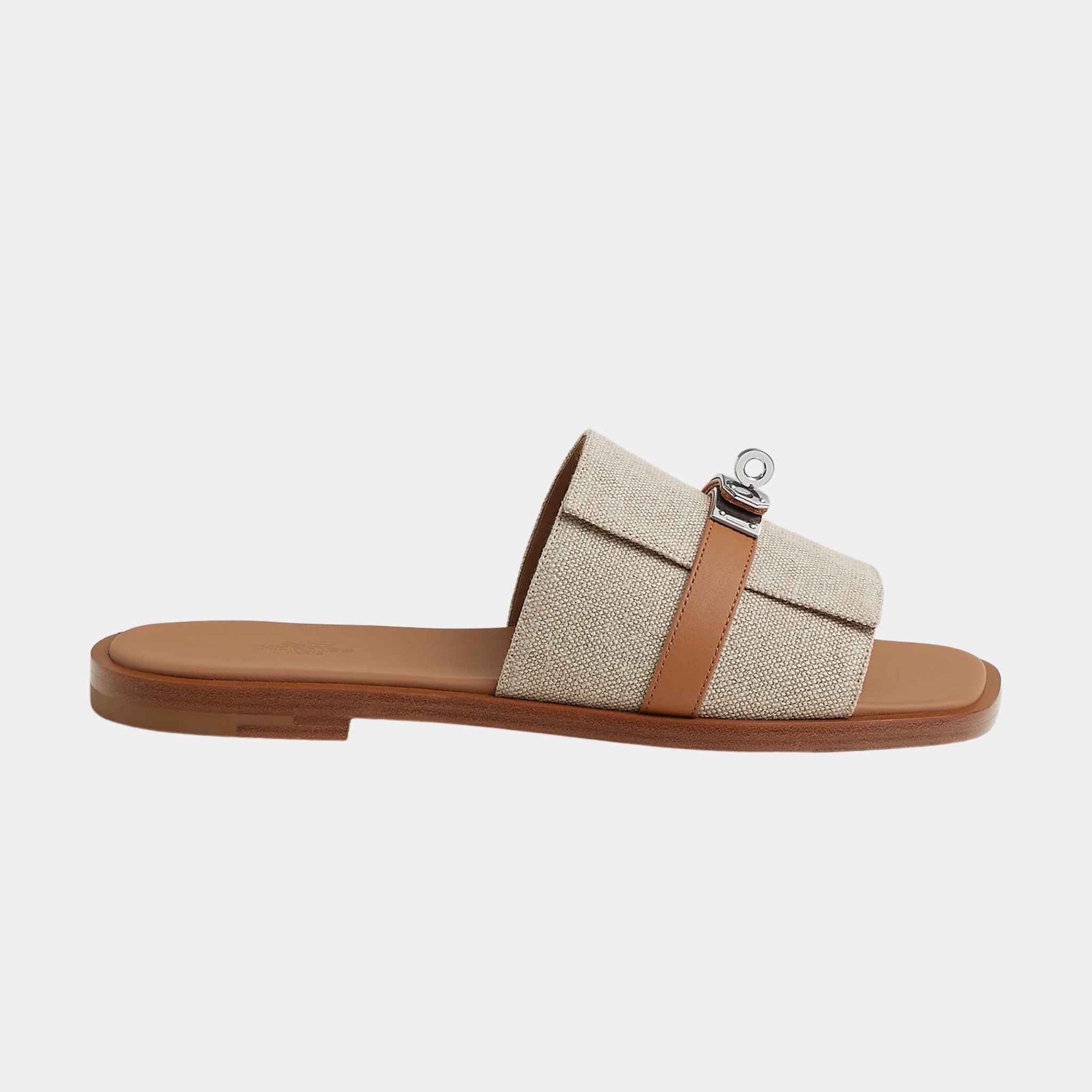 Gabriel Sandal Linen Canvas And Calfskin Hermes оригінал – Купити в Україні – вид ззаду