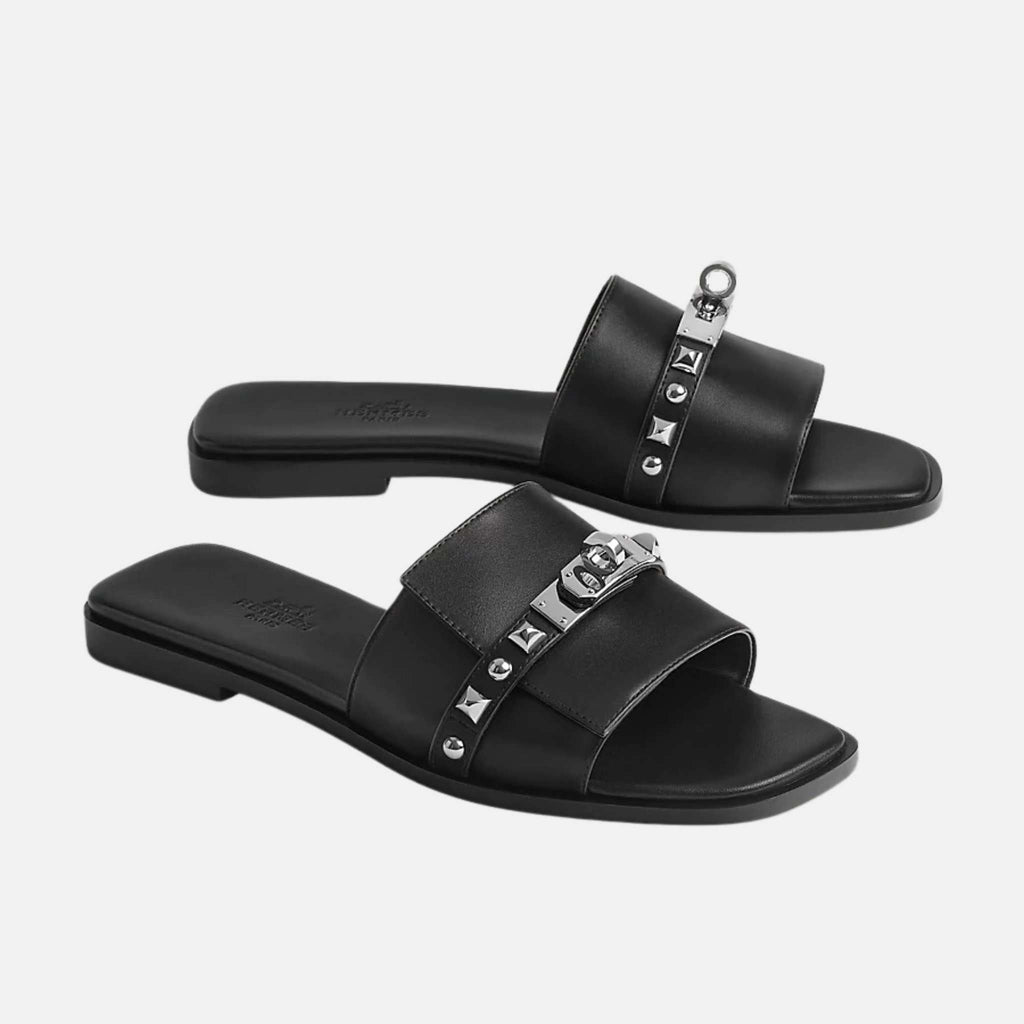 Giulia Sandal Calfskin And Medor Studs Hermes – Гарантія оригінальності – боковий вид