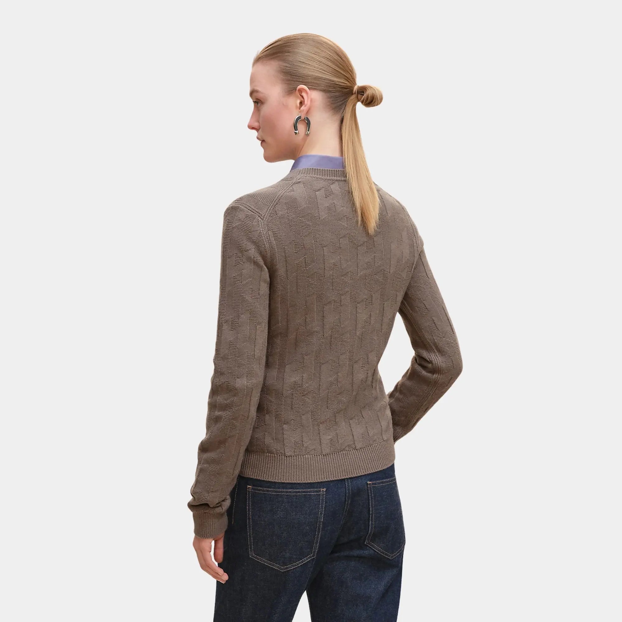 H Long-Sleeve Sweater In Plain Wool Knit Hermes – Гарантія оригінальності – збільшений вид