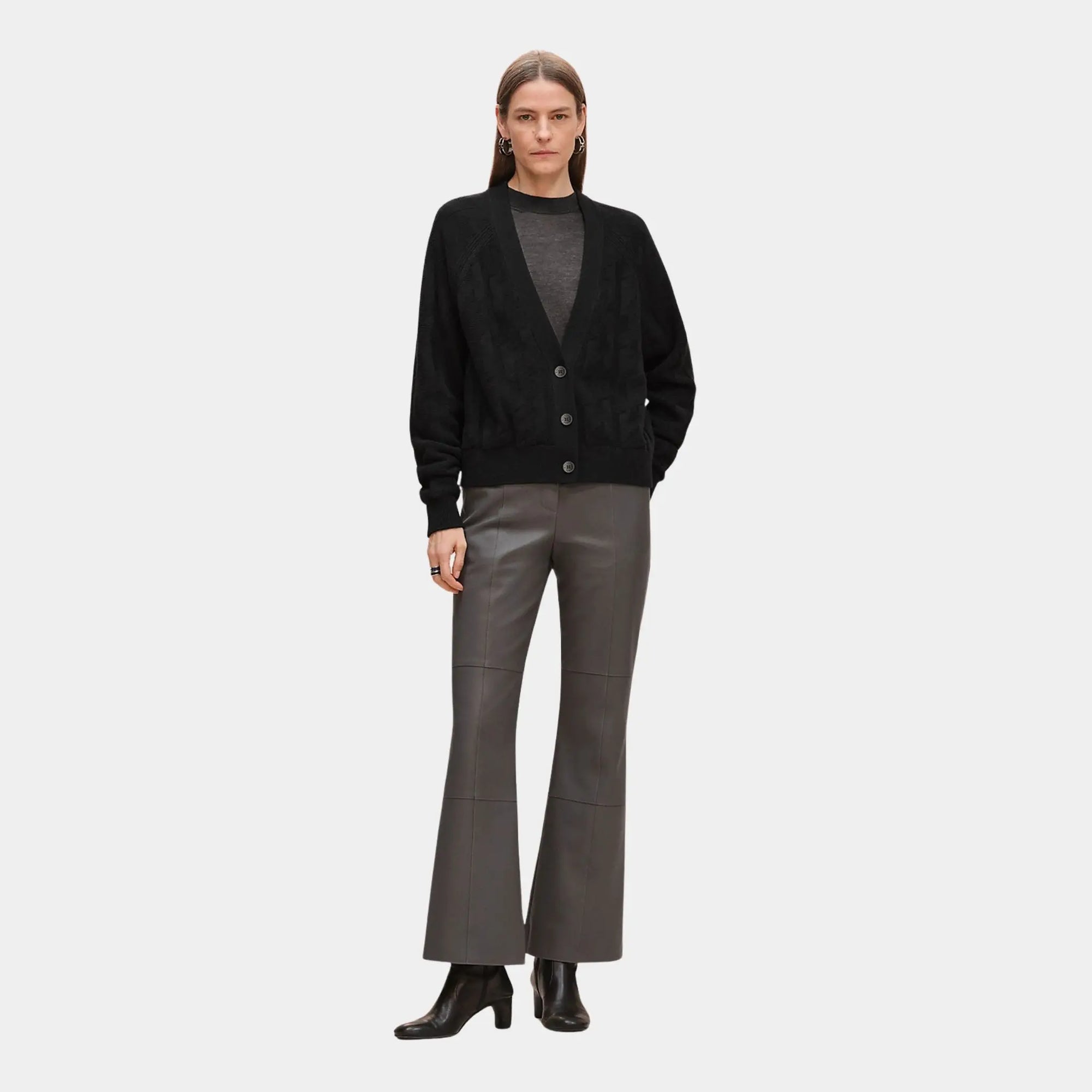 Оригінальна H Long-Sleeve Cardigan In Plain Wool Knit Hermes – боковий вид