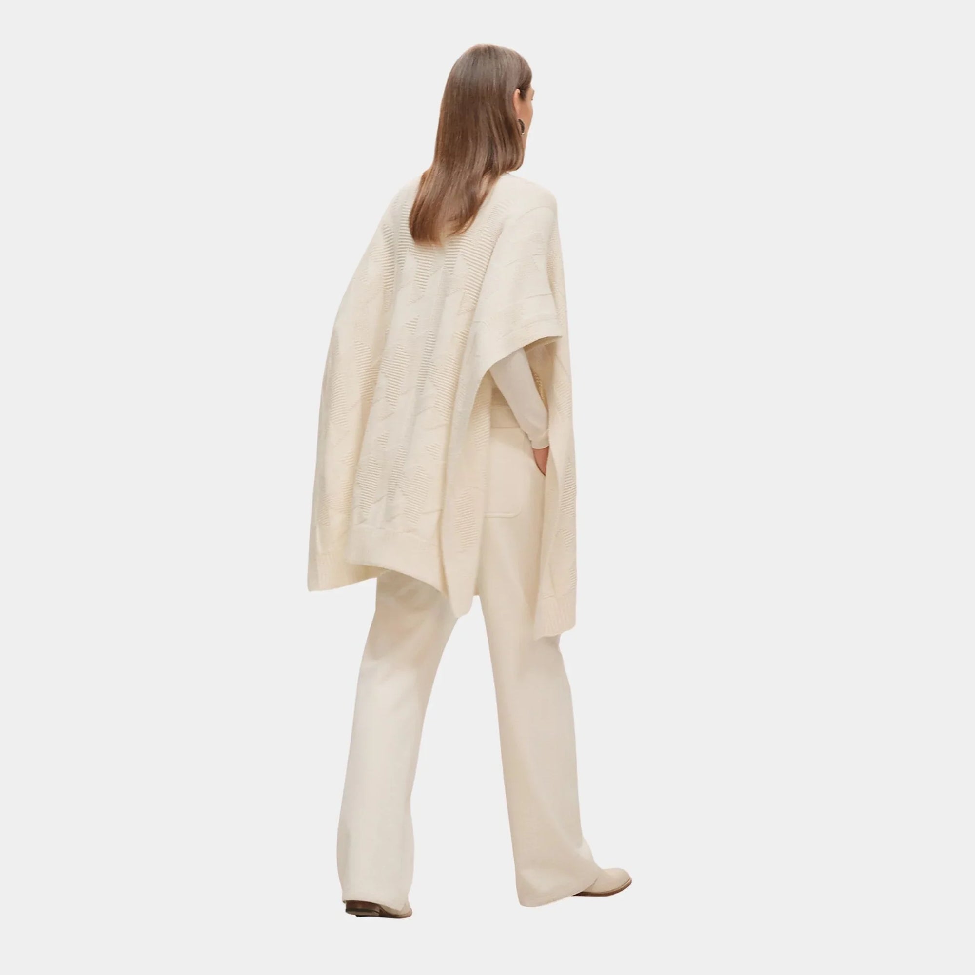 Оригінальна H Rectangular Cape Poncho In Plain Wool Knit Hermes – вид ззаду