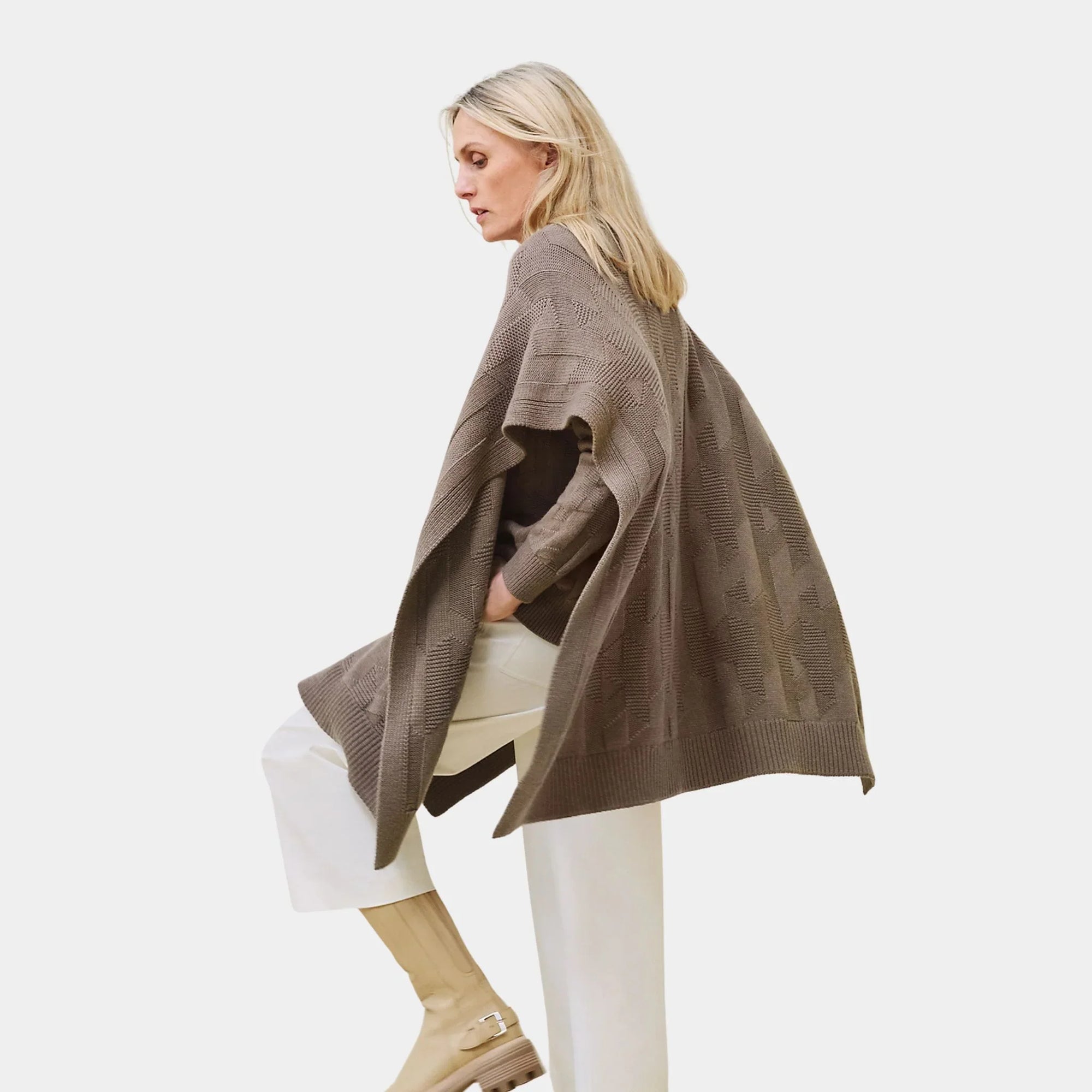 Оригінальна H Rectangular Cape Poncho In Plain Wool Knit Hermes – збільшений вид