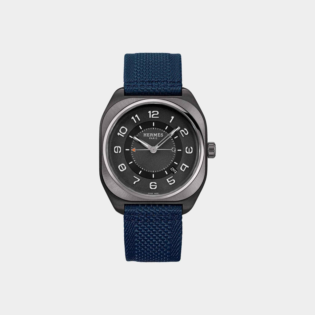 H08 42mm Titanium Watch With Navy Blue Webbing Strap Hermes – Гарантія оригінальності – боковий вид