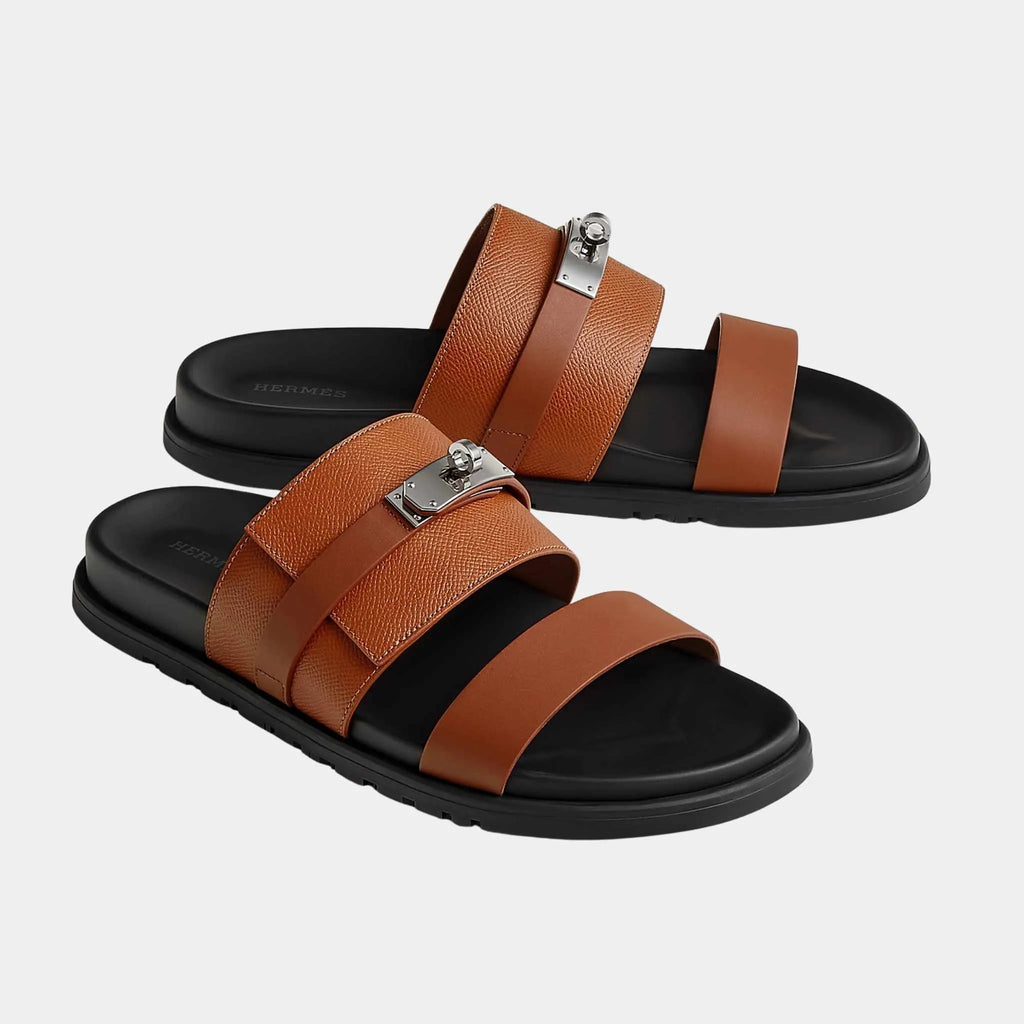 Jackson Sandal In Epsom Heritage Calfskin And Calfskin Hermes – Гарантія оригінальності – боковий вид
