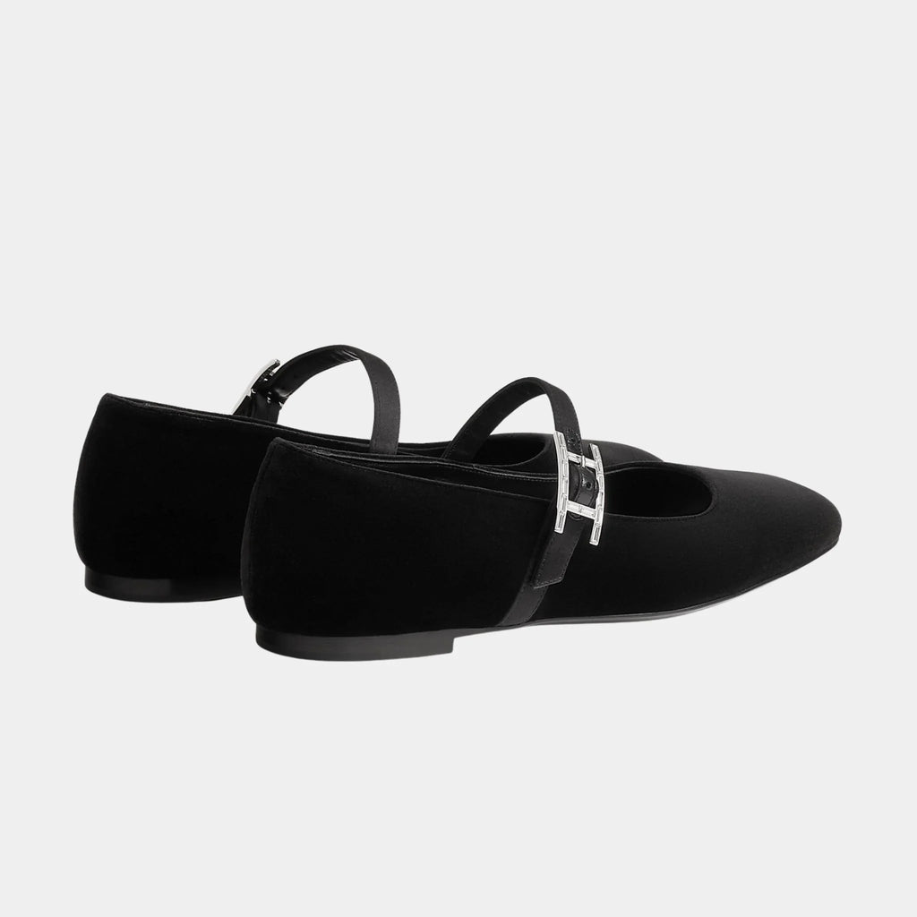 Jane Ballerinas In Velvet And Satin Fabric Hermes оригінал – Купити в Україні – вид ззаду