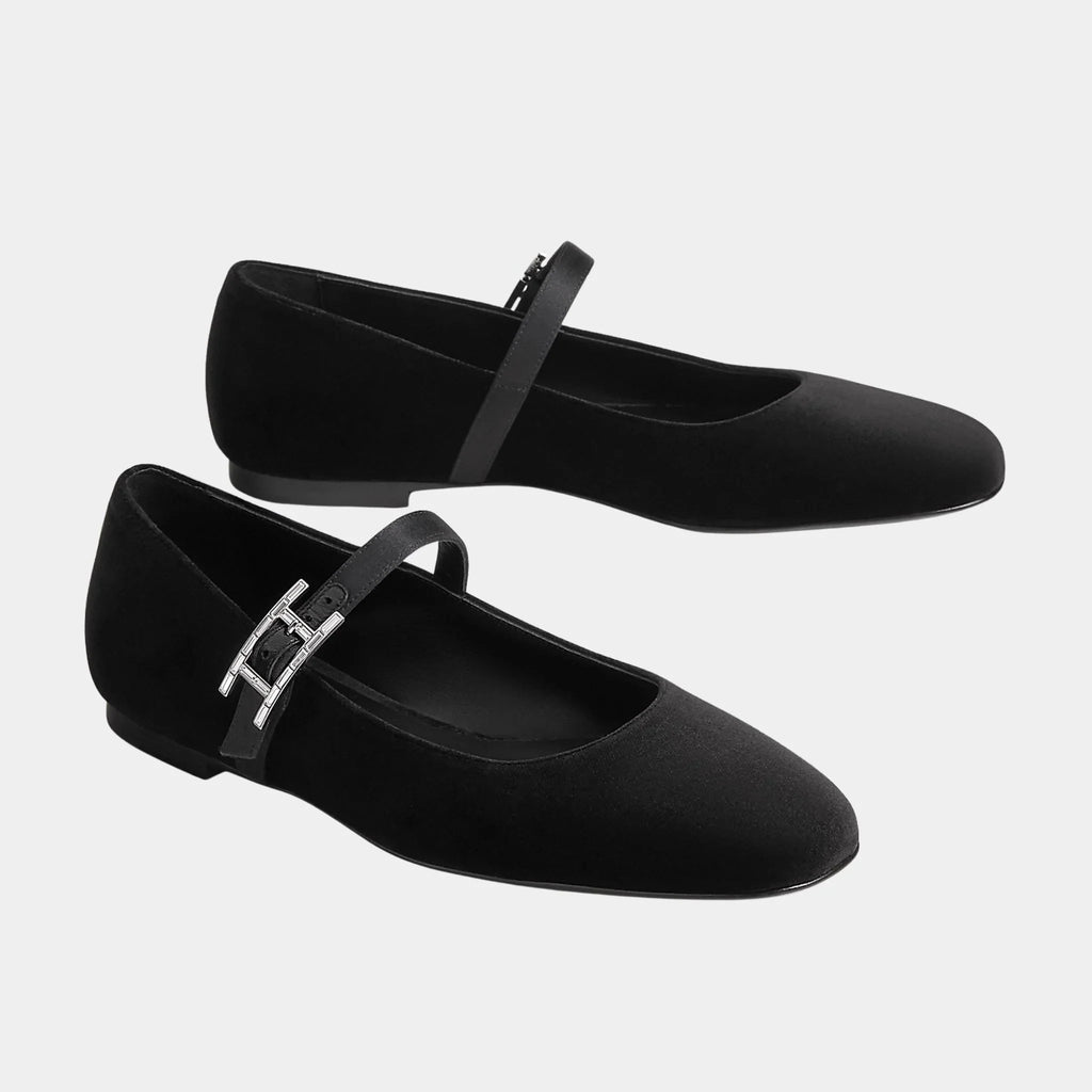 Jane Ballerinas In Velvet And Satin Fabric Hermes оригінал – Купити в Україні – боковий вид
