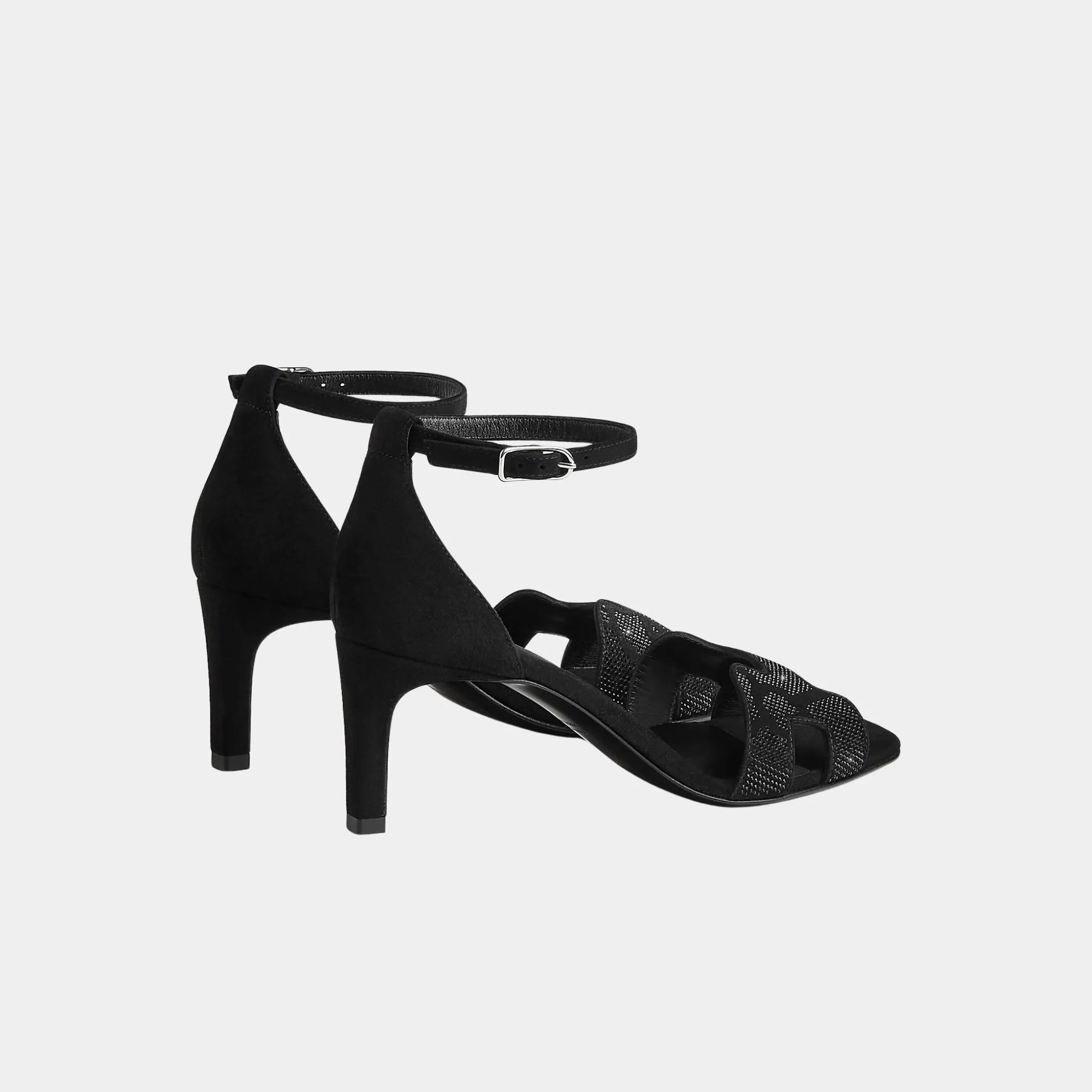 Оригінальна Joy 70 Heeled Sandals Suede Goatskin With Rhinestones Hermes – детальний вид
