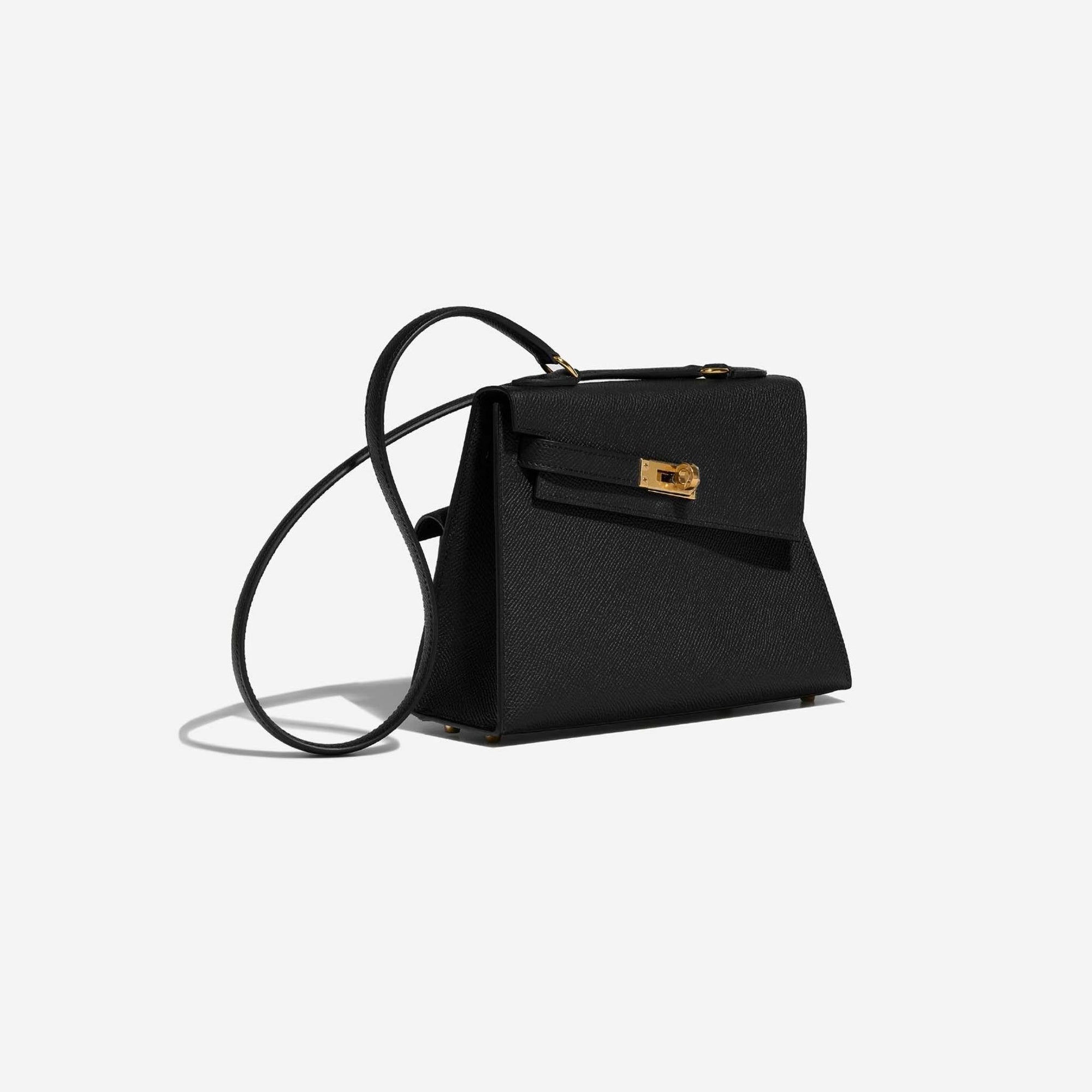 Kelly 20 Mini En Desordre Epsom Black Hermes – Гарантія оригінальності – боковий вид