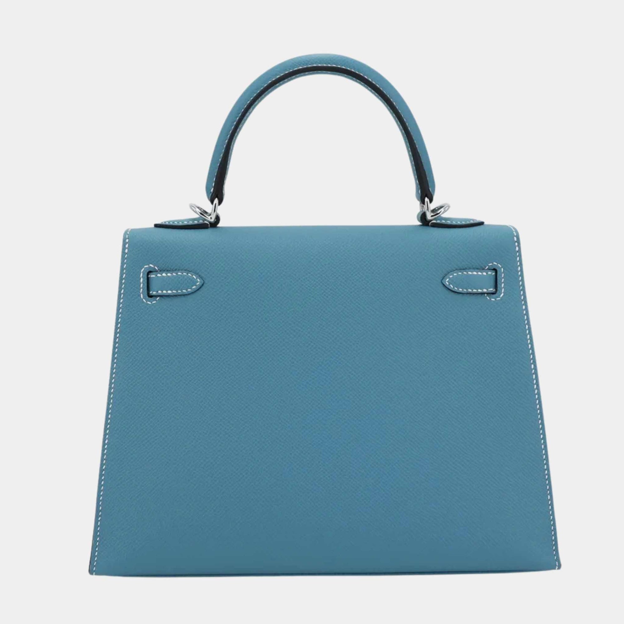 Оригінальна Kelly 25 Epsom Bleu Jeans Phw Hermes – вид ззаду