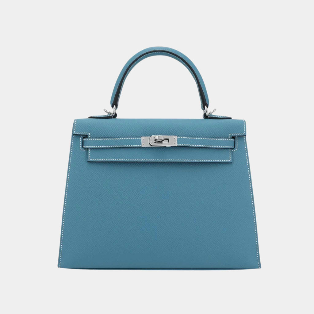 Оригінальна Kelly 25 Epsom Bleu Jeans Phw Hermes – боковий вид