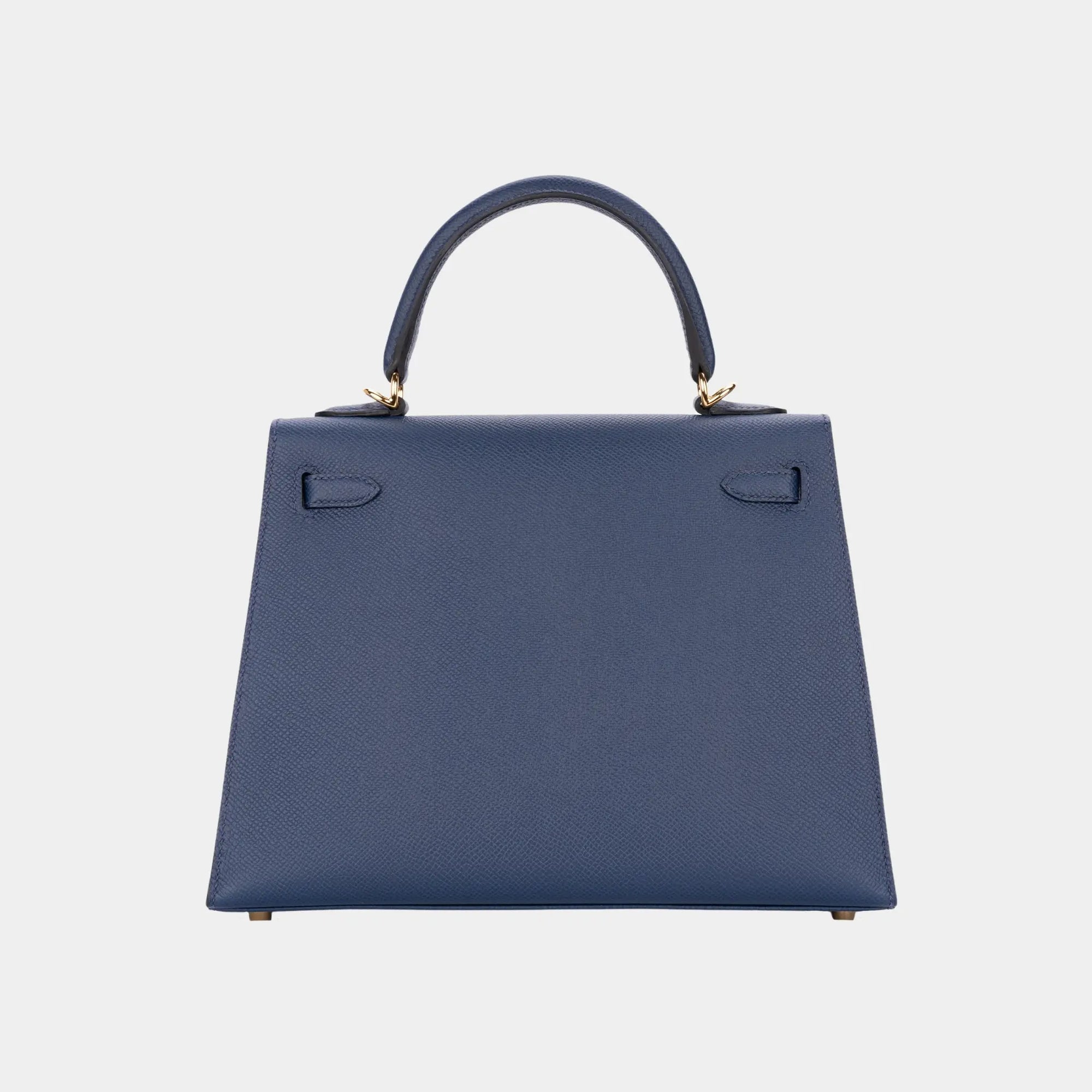 Kelly 25 Epsom Bleu Navy Ghw Hermes – Гарантія оригінальності – вид ззаду