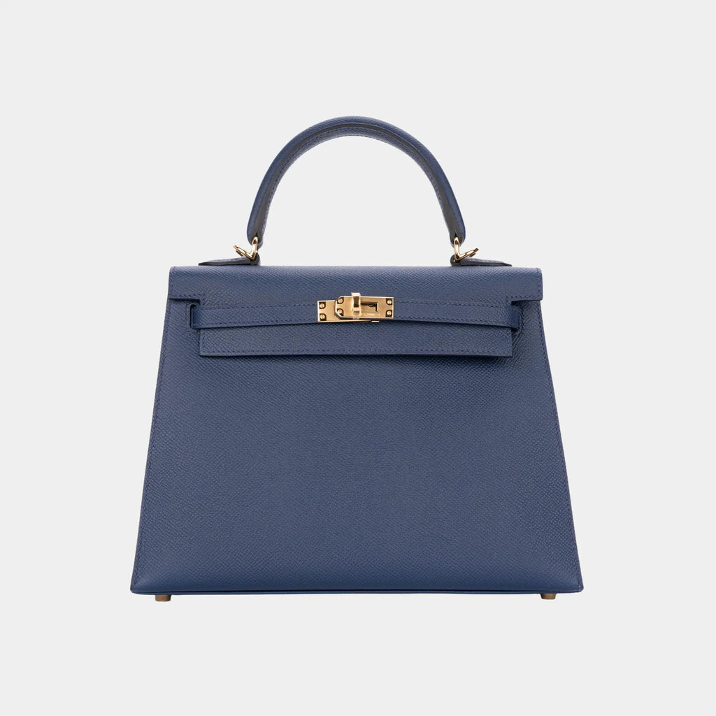 Kelly 25 Epsom Bleu Navy Ghw Hermes – Гарантія оригінальності – боковий вид