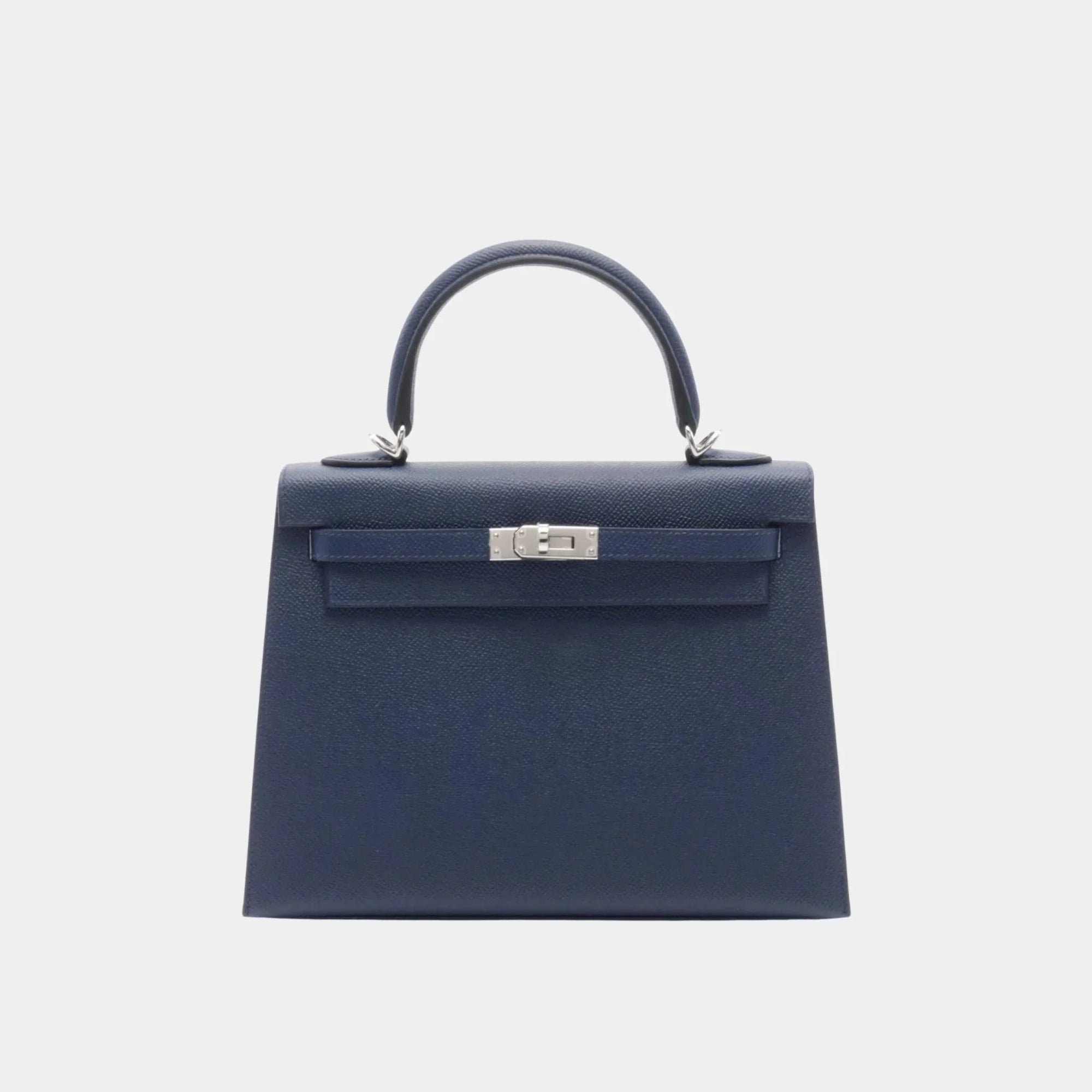 Оригінальна Kelly 25 Epsom Bleu Nuit Phw Hermes – боковий вид